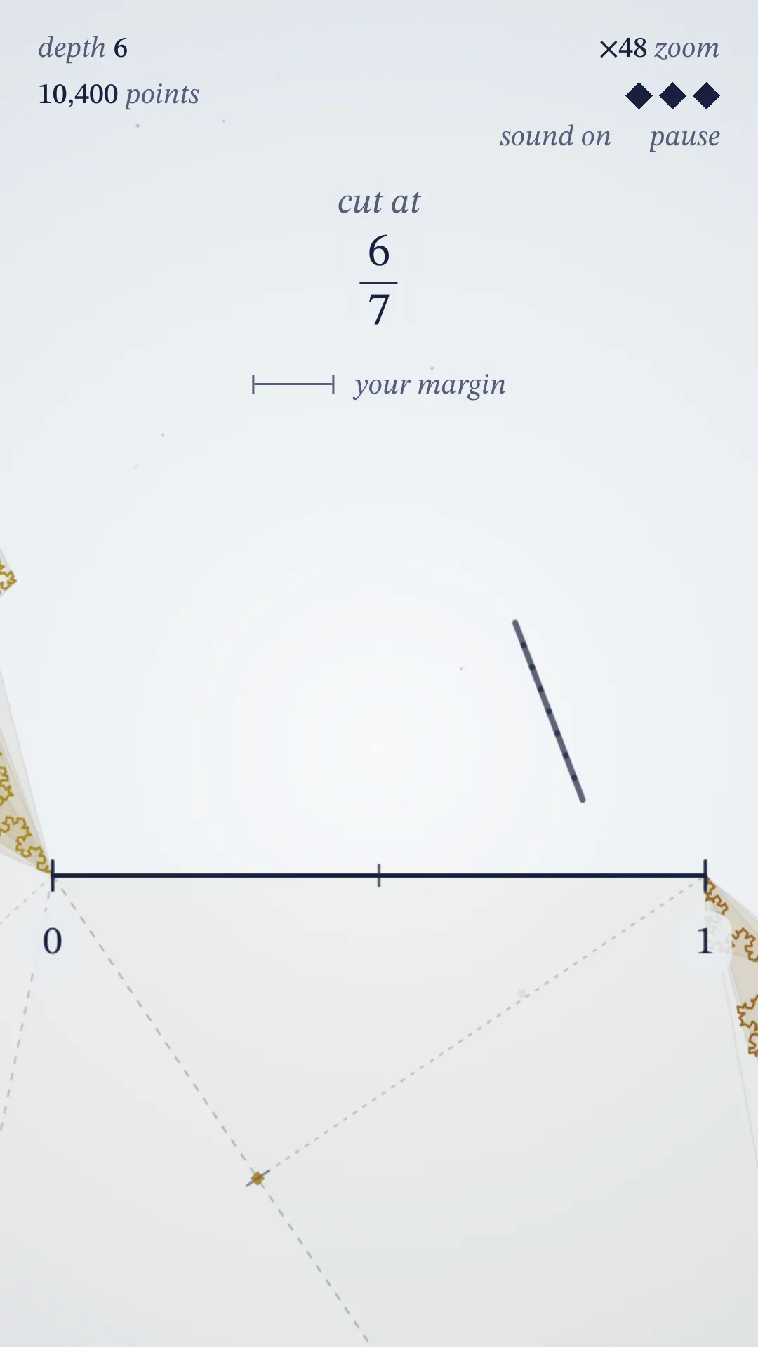 Fracture in light mode: cut the line at six sevenths